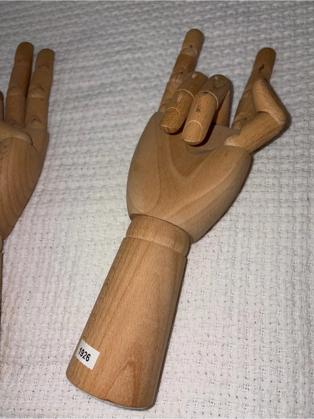 Set of 2 Wooden Articulated IKEA Hand Display - Natural Wood HANDSKALAD